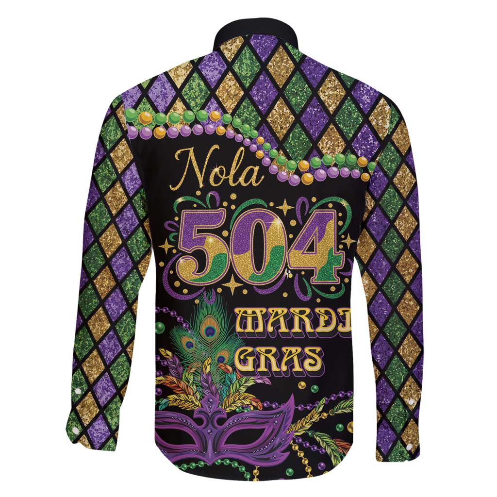 Mardi Gras 504 Nola New Orleans Family Matching Off Shoulder Maxi Dress and Hawaiian Shirt Mask Up Beads Out - Wonder Print Shop