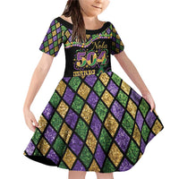 Mardi Gras 504 Nola New Orleans Family Matching Off Shoulder Short Dress and Hawaiian Shirt Mask Up Beads Out - Wonder Print Shop