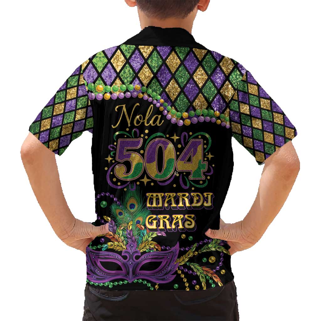 Mardi Gras 504 Nola New Orleans Family Matching Puletasi and Hawaiian Shirt Mask Up Beads Out - Wonder Print Shop