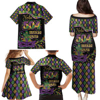 Mardi Gras 504 Nola New Orleans Family Matching Puletasi and Hawaiian Shirt Mask Up Beads Out - Wonder Print Shop
