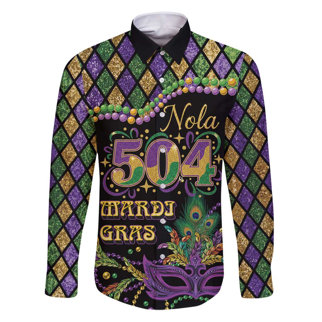 Mardi Gras 504 Nola New Orleans Family Matching Puletasi and Hawaiian Shirt Mask Up Beads Out - Wonder Print Shop