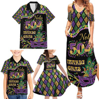 Mardi Gras 504 Nola New Orleans Family Matching Summer Maxi Dress and Hawaiian Shirt Mask Up Beads Out - Wonder Print Shop