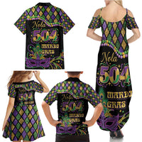 Mardi Gras 504 Nola New Orleans Family Matching Summer Maxi Dress and Hawaiian Shirt Mask Up Beads Out - Wonder Print Shop