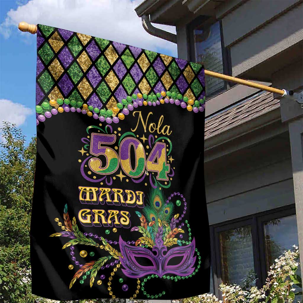 Mardi Gras 504 Nola New Orleans Garden Flag Mask Up Beads Out - Wonder Print Shop