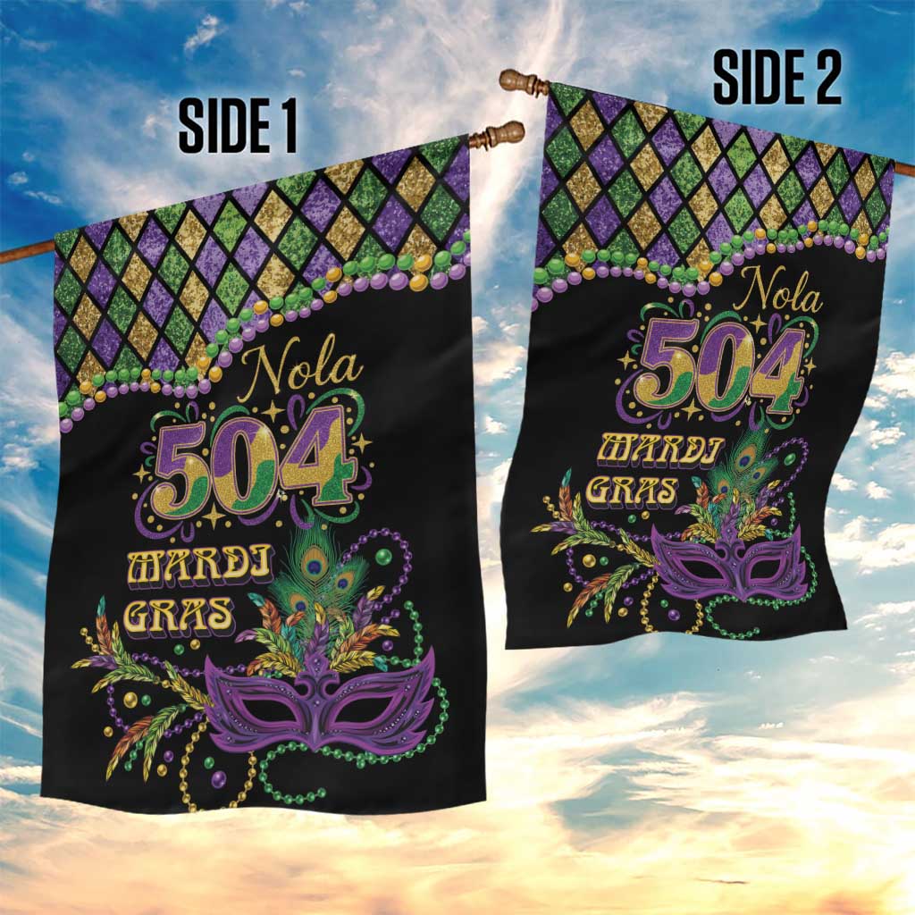 Mardi Gras 504 Nola New Orleans Garden Flag Mask Up Beads Out - Wonder Print Shop