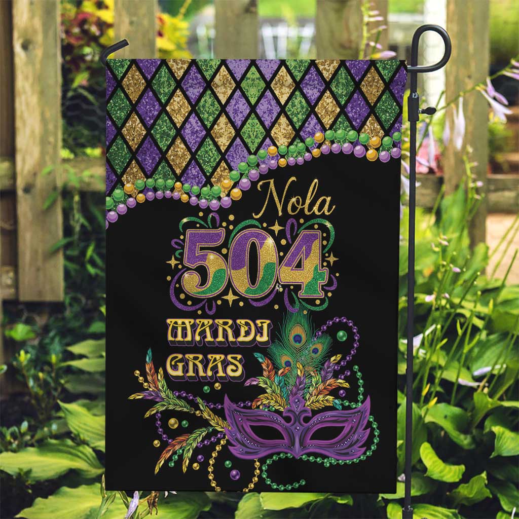 Mardi Gras 504 Nola New Orleans Garden Flag Mask Up Beads Out - Wonder Print Shop