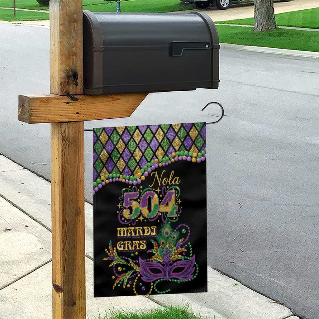 Mardi Gras 504 Nola New Orleans Garden Flag Mask Up Beads Out - Wonder Print Shop