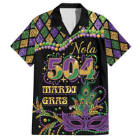 Mardi Gras 504 Nola New Orleans Hawaiian Shirt Mask Up Beads Out - Wonder Print Shop