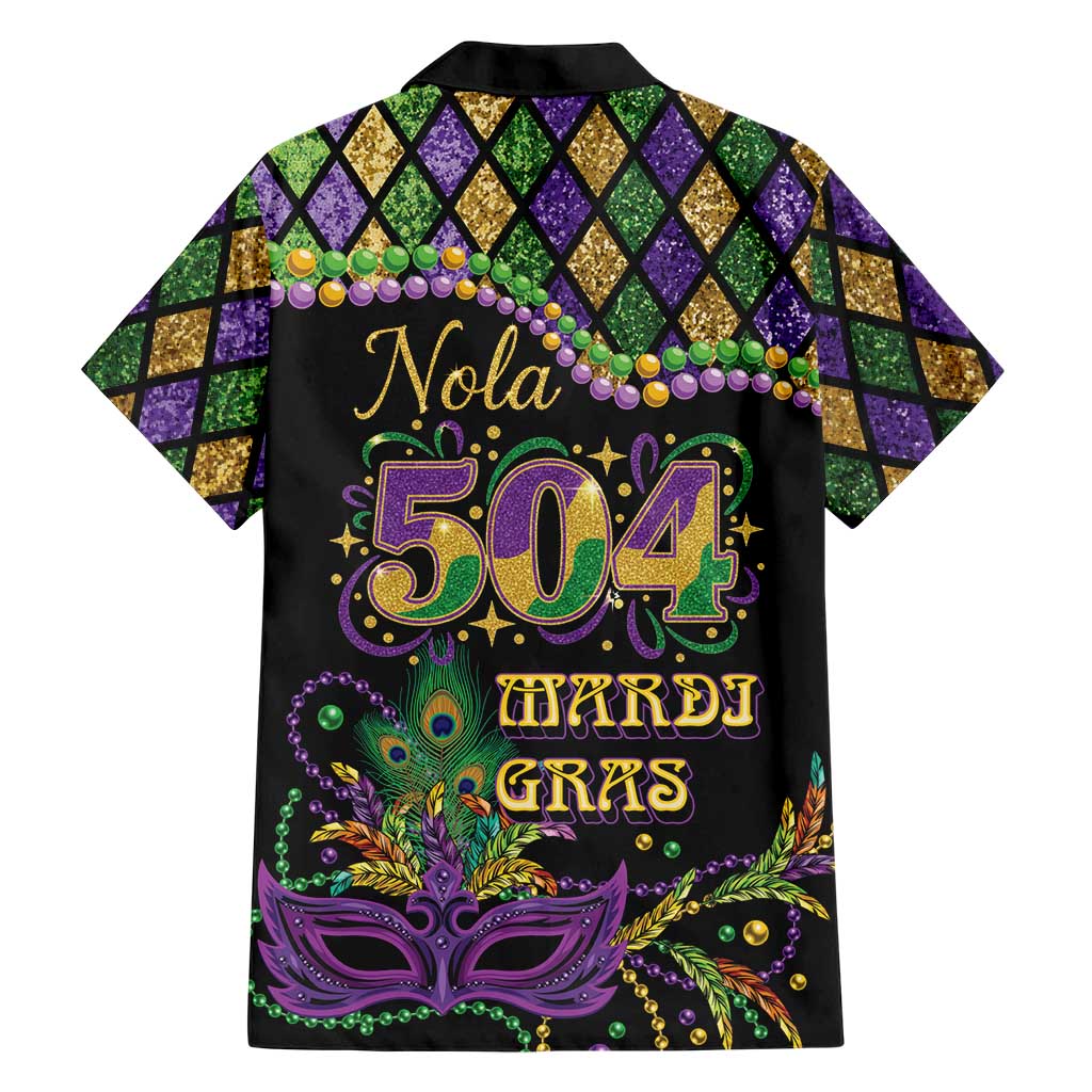 Mardi Gras 504 Nola New Orleans Hawaiian Shirt Mask Up Beads Out - Wonder Print Shop