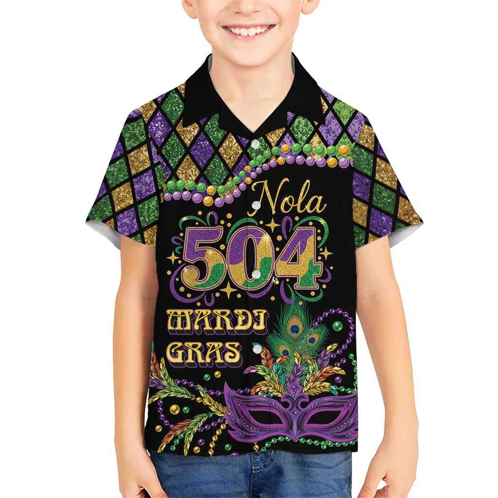 Mardi Gras 504 Nola New Orleans Hawaiian Shirt Mask Up Beads Out - Wonder Print Shop