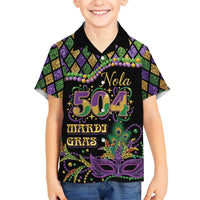 Mardi Gras 504 Nola New Orleans Hawaiian Shirt Mask Up Beads Out - Wonder Print Shop