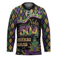 Mardi Gras 504 Nola New Orleans Hockey Jersey Mask Up Beads Out - Wonder Print Shop