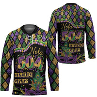 Mardi Gras 504 Nola New Orleans Hockey Jersey Mask Up Beads Out - Wonder Print Shop
