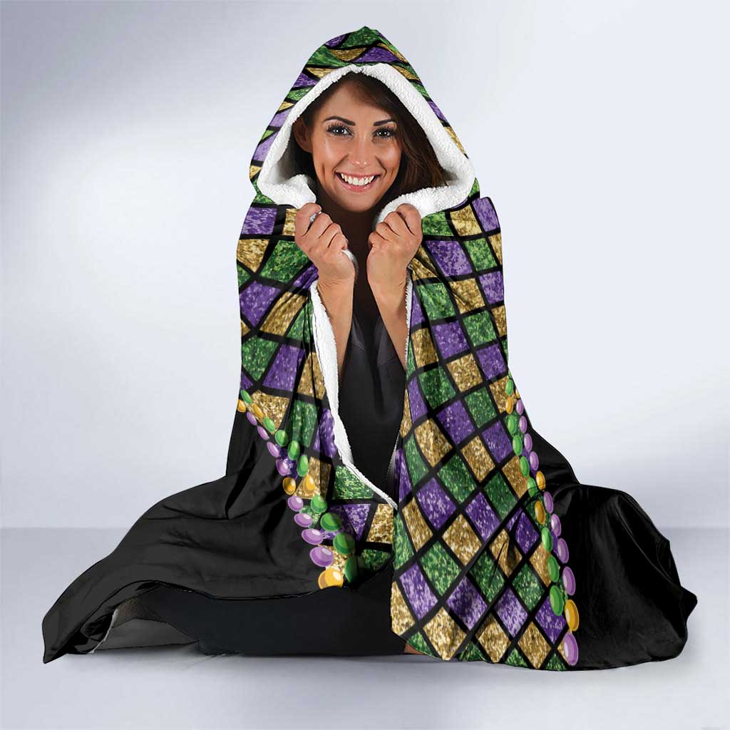 Mardi Gras 504 Nola New Orleans Hooded Blanket Mask Up Beads Out - Wonder Print Shop