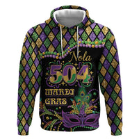 Mardi Gras 504 Nola New Orleans Hoodie Mask Up Beads Out - Wonder Print Shop