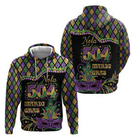 Mardi Gras 504 Nola New Orleans Hoodie Mask Up Beads Out - Wonder Print Shop