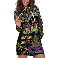 Mardi Gras 504 Nola New Orleans Hoodie Dress Mask Up Beads Out - Wonder Print Shop