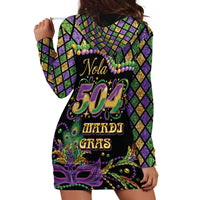 Mardi Gras 504 Nola New Orleans Hoodie Dress Mask Up Beads Out - Wonder Print Shop
