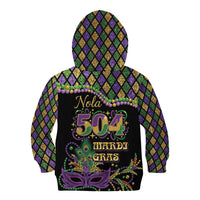 Mardi Gras 504 Nola New Orleans Kid Hoodie Mask Up Beads Out - Wonder Print Shop