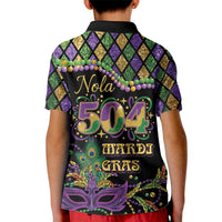 Mardi Gras 504 Nola New Orleans Kid Polo Shirt Mask Up Beads Out - Wonder Print Shop