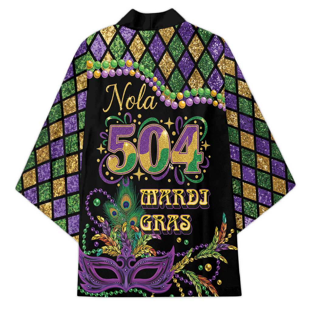 Mardi Gras 504 Nola New Orleans Kimono Mask Up Beads Out - Wonder Print Shop