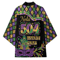Mardi Gras 504 Nola New Orleans Kimono Mask Up Beads Out - Wonder Print Shop