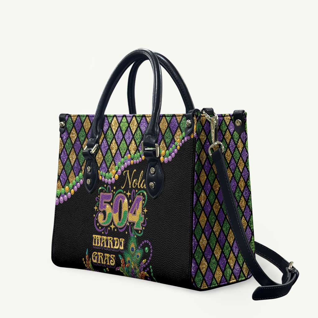 Mardi Gras 504 Nola New Orleans Leather Bag Mask Up Beads Out - Wonder Print Shop