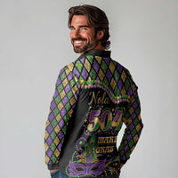 Mardi Gras 504 Nola New Orleans Long Sleeve Polo Shirt Mask Up Beads Out - Wonder Print Shop