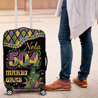 Mardi Gras 504 Nola New Orleans Luggage Cover Mask Up Beads Out - Wonder Print Shop