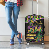 Mardi Gras 504 Nola New Orleans Luggage Cover Mask Up Beads Out - Wonder Print Shop