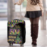 Mardi Gras 504 Nola New Orleans Luggage Cover Mask Up Beads Out - Wonder Print Shop