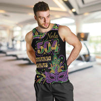 Mardi Gras 504 Nola New Orleans Men Tank Top Mask Up Beads Out - Wonder Print Shop