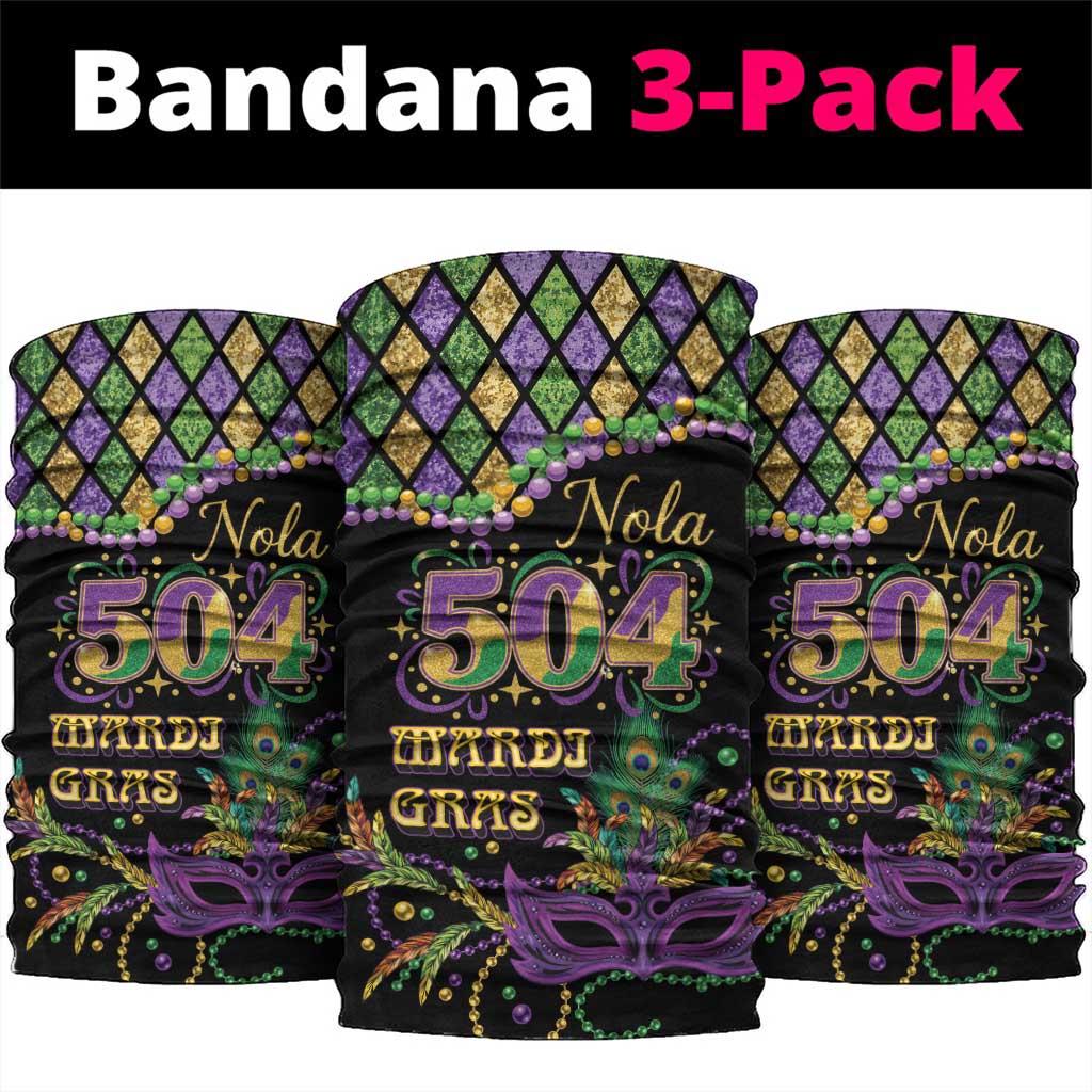 Mardi Gras 504 Nola New Orleans Neck Gaiter Mask Up Beads Out - Wonder Print Shop