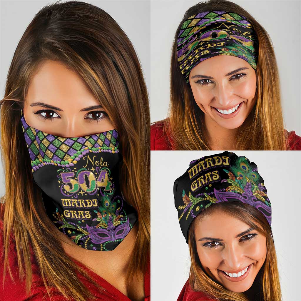 Mardi Gras 504 Nola New Orleans Neck Gaiter Mask Up Beads Out - Wonder Print Shop