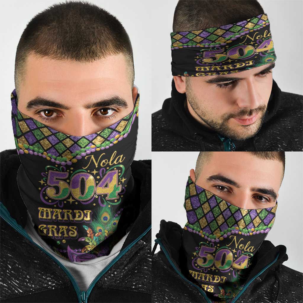 Mardi Gras 504 Nola New Orleans Neck Gaiter Mask Up Beads Out - Wonder Print Shop