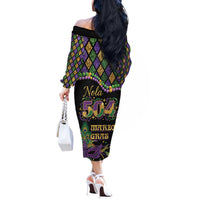 Mardi Gras 504 Nola New Orleans Off The Shoulder Long Sleeve Dress Mask Up Beads Out - Wonder Print Shop