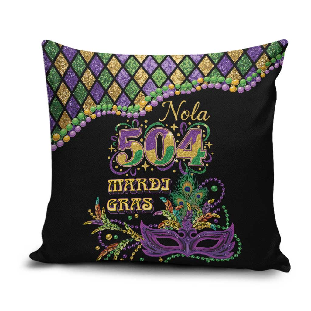 Mardi Gras 504 Nola New Orleans Pillow Cover Mask Up Beads Out - Wonder Print Shop