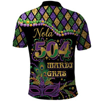 Mardi Gras 504 Nola New Orleans Polo Shirt Mask Up Beads Out - Wonder Print Shop