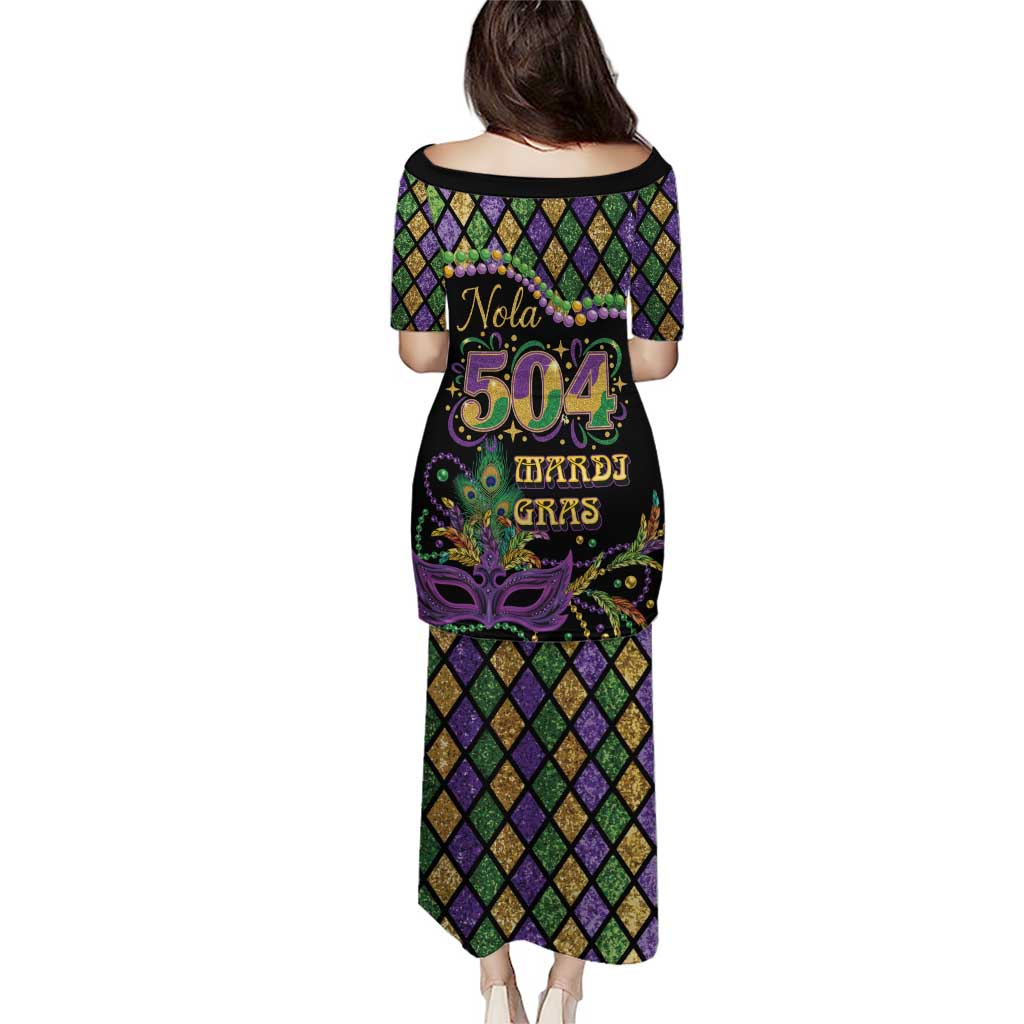 Mardi Gras 504 Nola New Orleans Puletasi Mask Up Beads Out - Wonder Print Shop