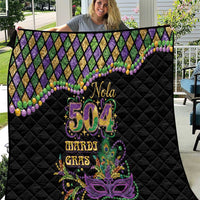 Mardi Gras 504 Nola New Orleans Quilt Mask Up Beads Out - Wonder Print Shop