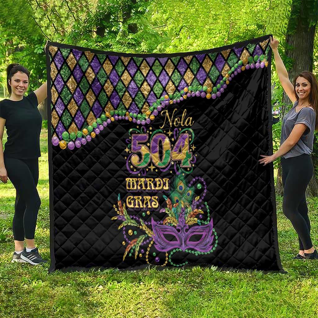 Mardi Gras 504 Nola New Orleans Quilt Mask Up Beads Out - Wonder Print Shop