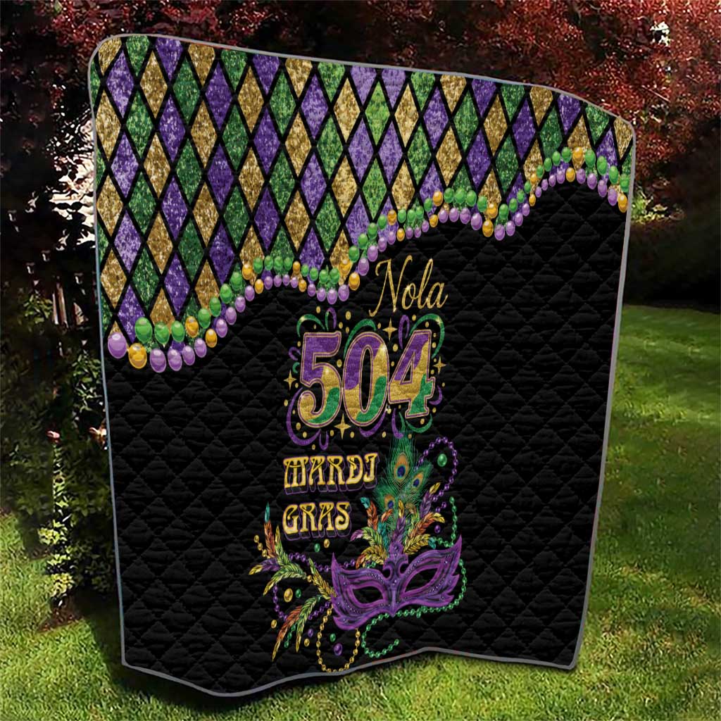 Mardi Gras 504 Nola New Orleans Quilt Mask Up Beads Out - Wonder Print Shop