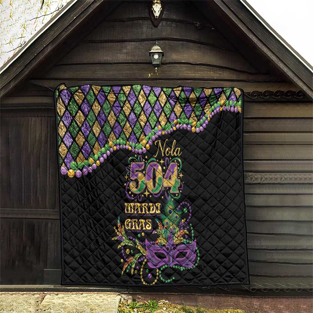 Mardi Gras 504 Nola New Orleans Quilt Mask Up Beads Out - Wonder Print Shop