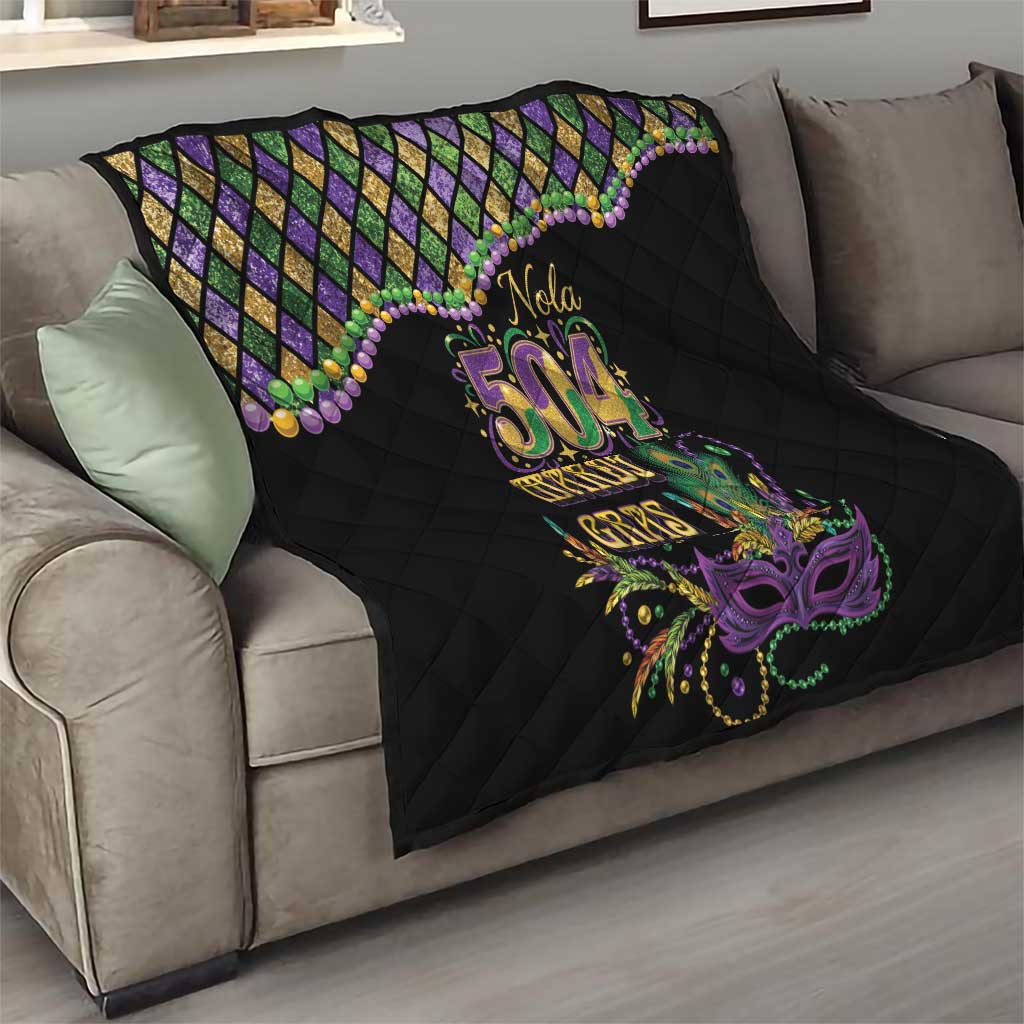 Mardi Gras 504 Nola New Orleans Quilt Mask Up Beads Out - Wonder Print Shop