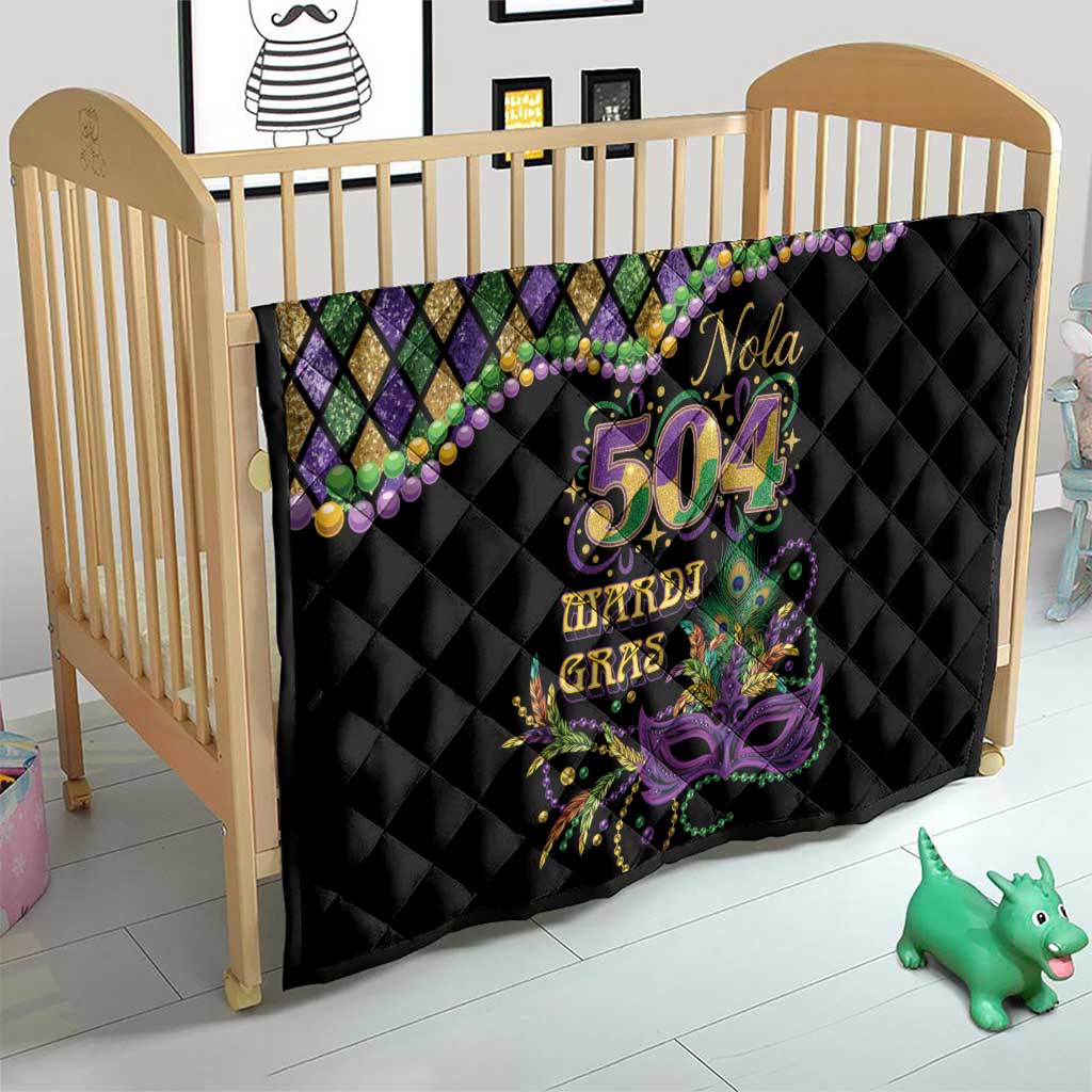 Mardi Gras 504 Nola New Orleans Quilt Mask Up Beads Out - Wonder Print Shop