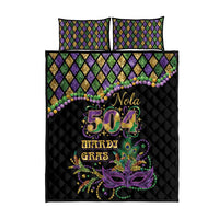 Mardi Gras 504 Nola New Orleans Quilt Bed Set Mask Up Beads Out - Wonder Print Shop