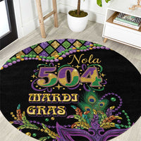 Mardi Gras 504 Nola New Orleans Round Carpet Mask Up Beads Out - Wonder Print Shop