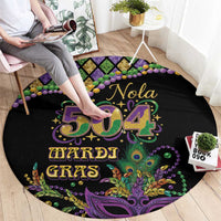 Mardi Gras 504 Nola New Orleans Round Carpet Mask Up Beads Out - Wonder Print Shop