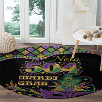 Mardi Gras 504 Nola New Orleans Round Carpet Mask Up Beads Out - Wonder Print Shop