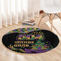 Mardi Gras 504 Nola New Orleans Round Carpet Mask Up Beads Out - Wonder Print Shop